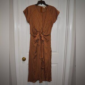 Sandy & Sid Casual Striped Brown Dress. Size M
